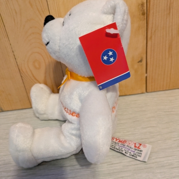 Symbolz White Plush Bear with Yellow Bow 8 Inch Tall 2003 - Picture 4 of 6